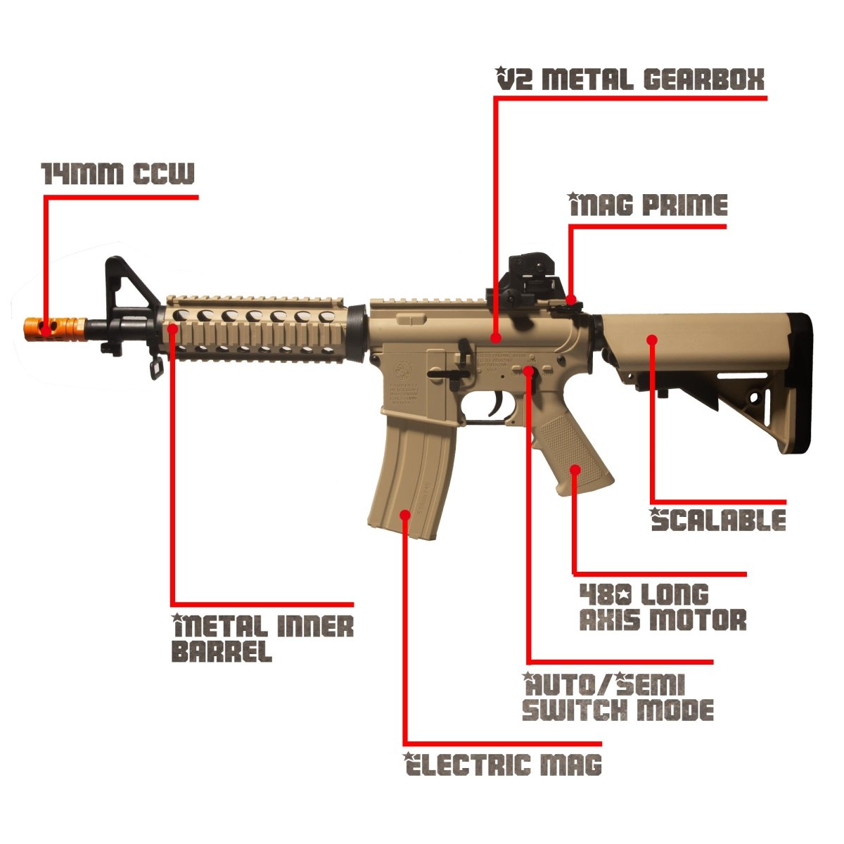 EMERBU Modified Gel Ball Blaster Gun M4A1(Tan) - EMERBUtoysEMERBUtoys