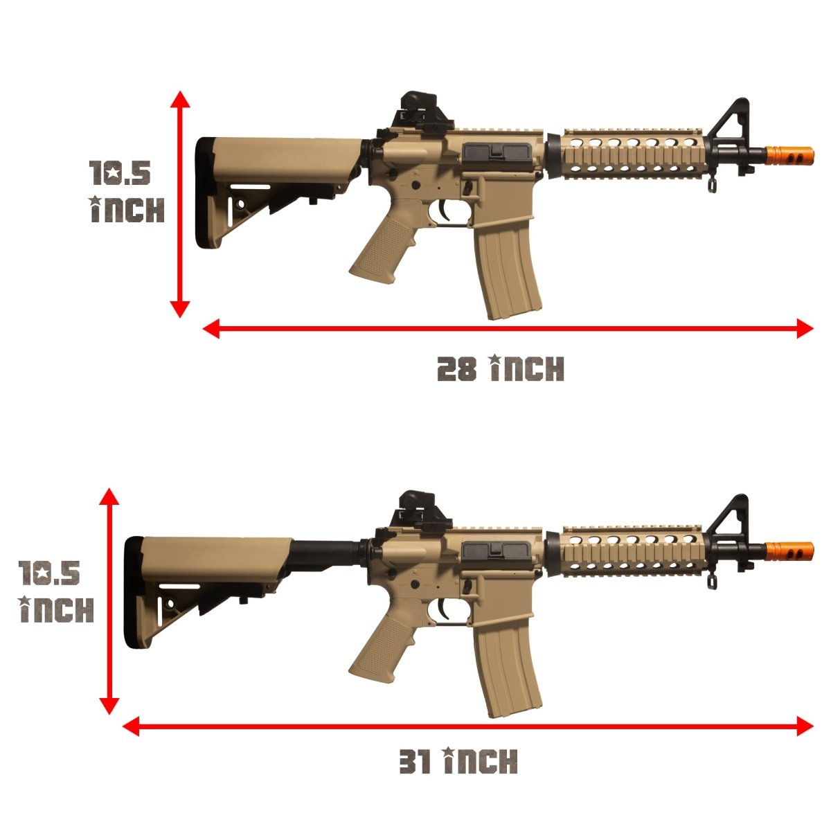 EMERBU Modified Gel Ball Blaster Gun M4A1(Tan) - EMERBUtoysEMERBUtoys